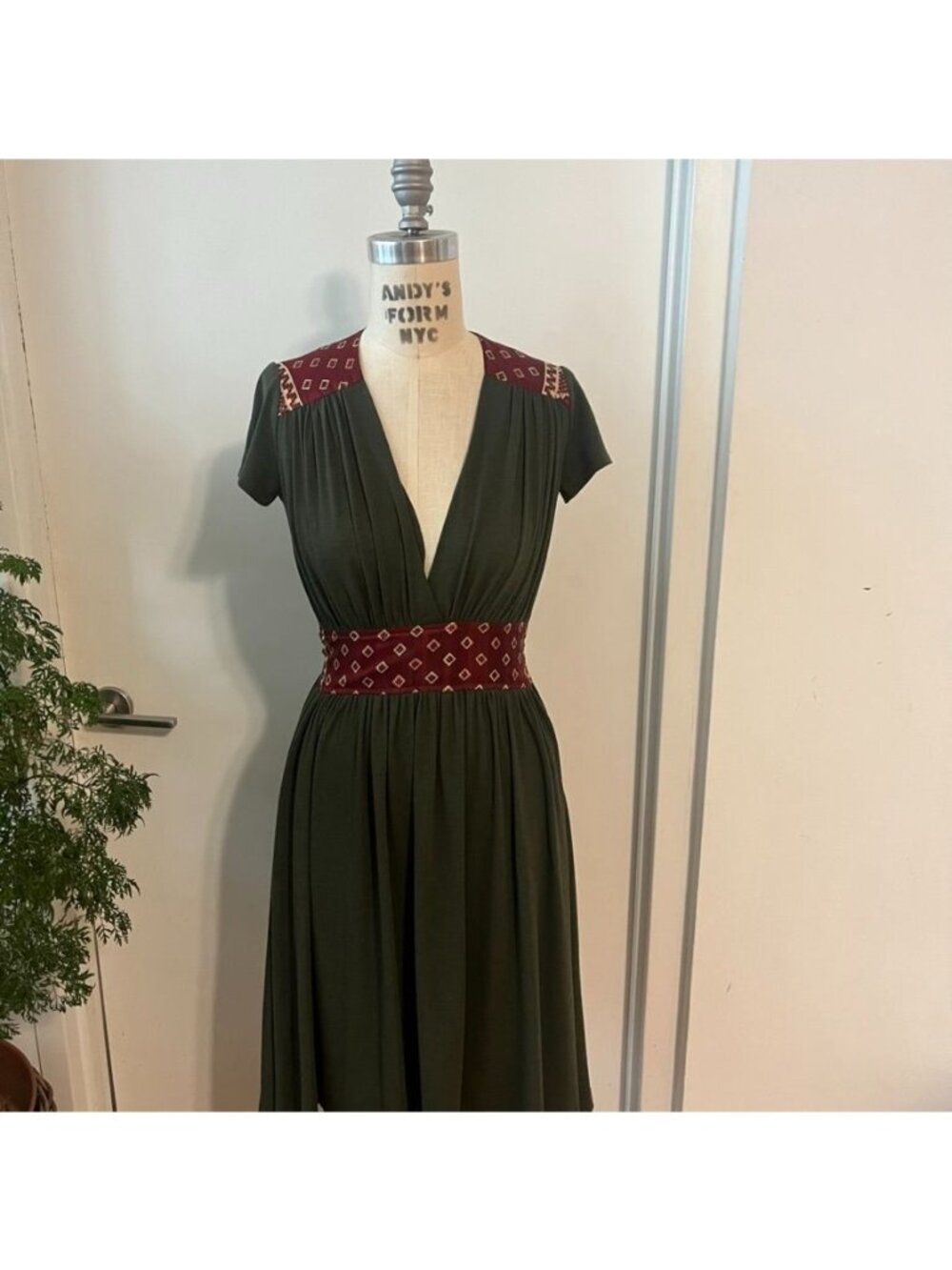 Rare Vintage Zachary's Smile for Barneys CO-OP Green‎ Midi Dress Size Small